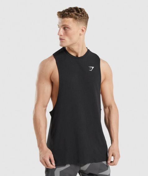 Men's Gymshark Critical 2.0 Drop Arm Tanks Black | CA D586A0